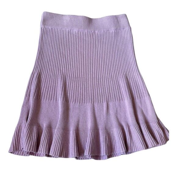 FREE PEOPLE Knit Orchid Purple Ruffle Solid Skirt size S - Picture 2 of 7